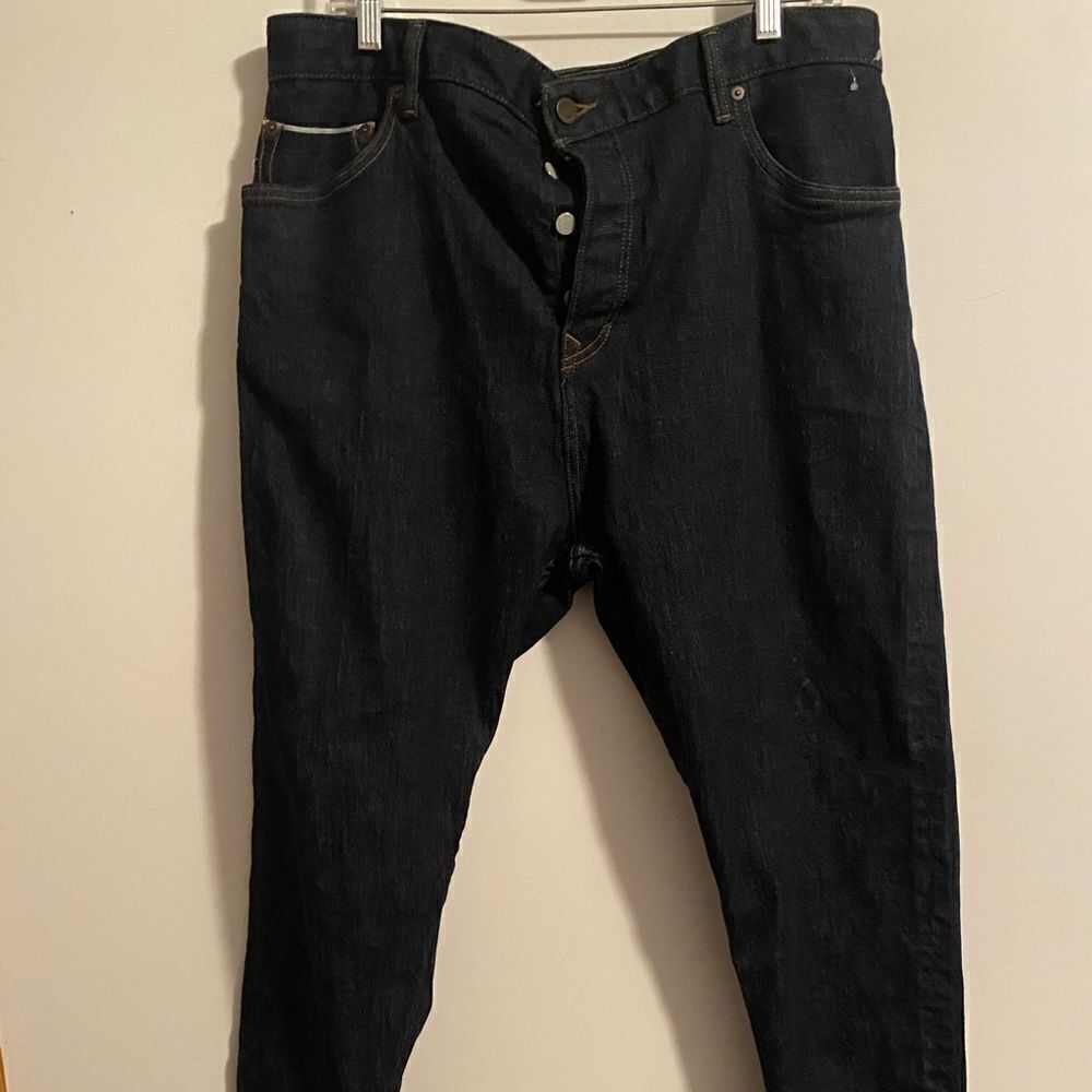 Banana Republic Black 5 pocket button-fly Skinny Rapid denim jeans, size 38/32